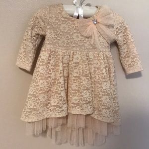 Bonnie Baby 12 month cream sparkling lace dress